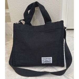 Letu Black Corduroy Mini Tote Handbag Adjustable Strap Top Handles 8.5 "×9.5"×3"